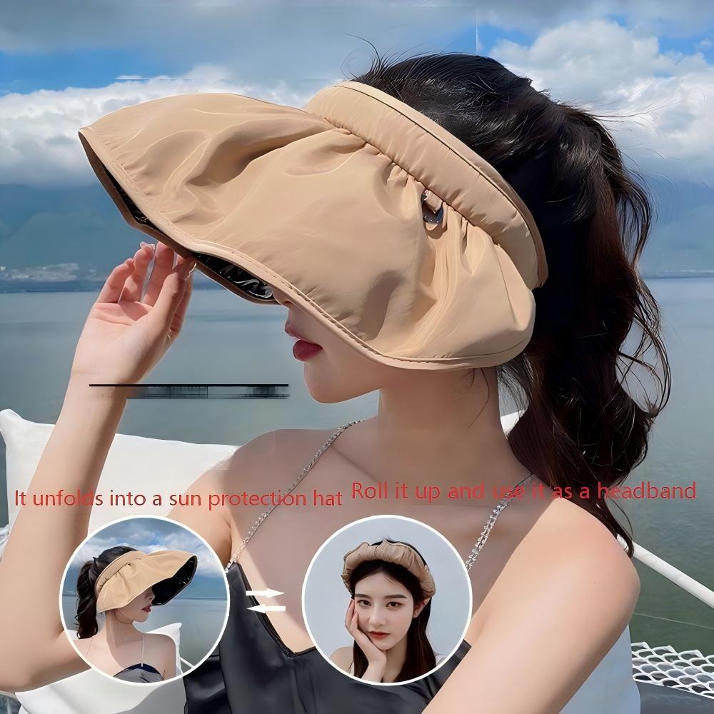 Summer Sun - blocking Hat Large Brim Face - shading Fresh - style Internet - famous Shell Hat Portable Foldable Headband Ideal