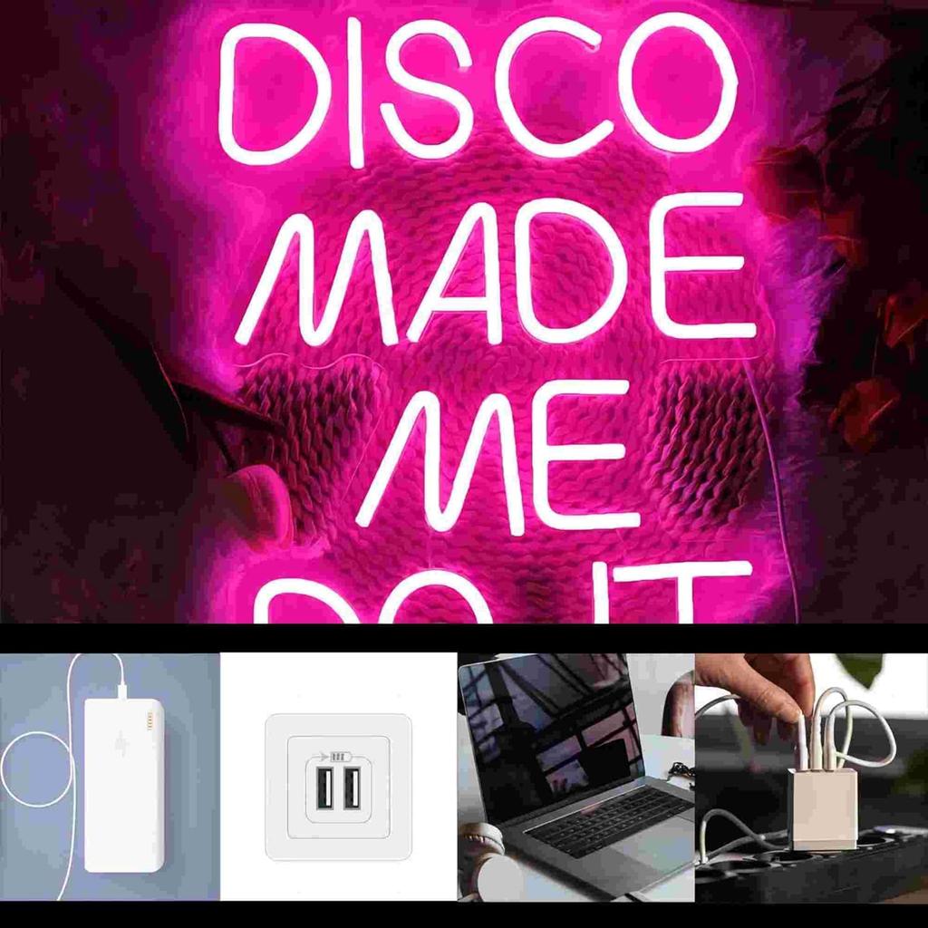 Disco Made Me Do It Led Neon Light Signs for Wall Decor, Pink Neon Light Signs for Bedroom Bachelorette Party Birthday Wedding Engagement Party Bar