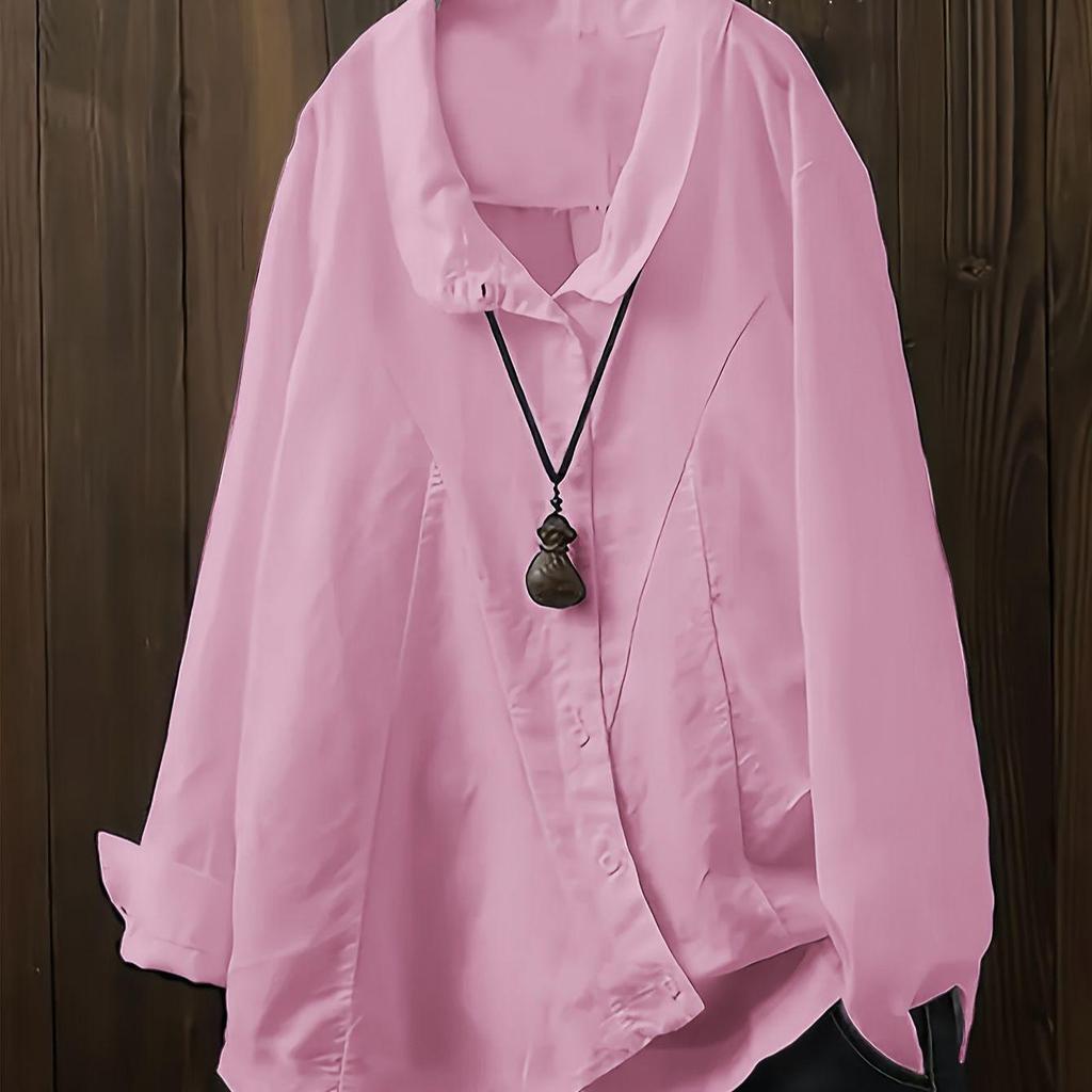 Camicia Casual Asimmetrica da Donna Taglie Forti