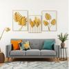Luxurious Gold Floral Triptych Canvas Wall Art
