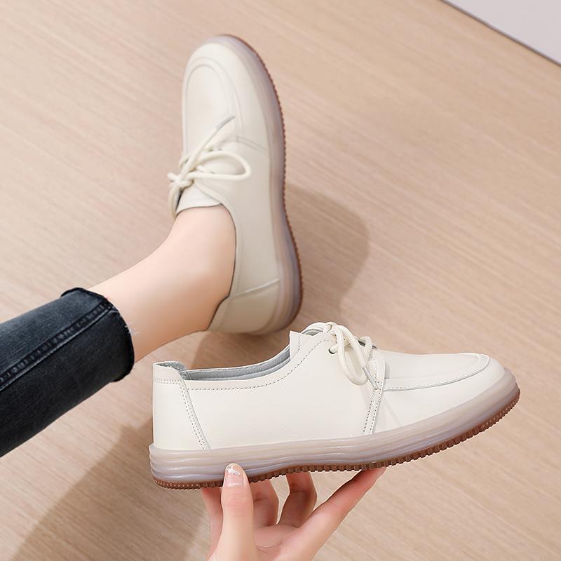 New Leather Loafers Women Spring Autumn New Designer Shoes for Women Lanyard Soft Base Casual Oxfords Mujer Shoes