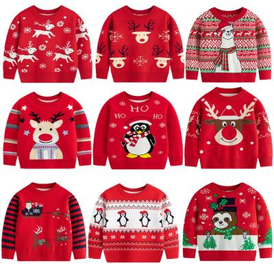 Baby Christmas Round-Neck Knitted Pullover for Boys and Girls