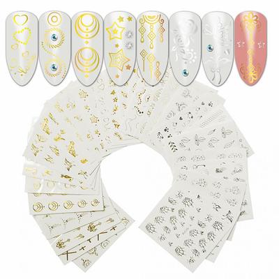 30 listů Golden Silver Butterfly Cat Spider Nail Art DIY Decor Sticker Sticker Samolepka
