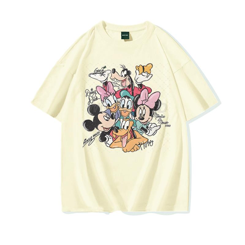 

Ретро футболка с Микки и друзьями для мужчин и женщин, летняя футболка с коротким рукавом, наряды для девочек, хлопок с круглым вырезом, винтажная футболка с Микки 4XL