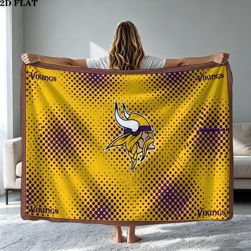 Minnesota Vikings Print Flanelovádeka Vysoká Kvalita Teplá Pohodlná Přikrývka pro Všechna Roční Období Perfektní jako Dárky Domácí Dekor