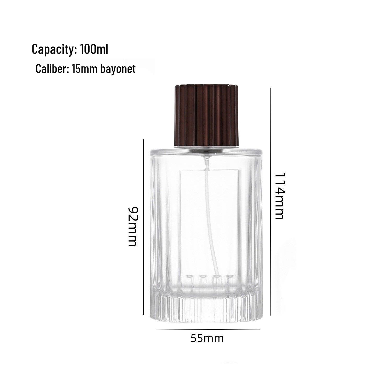 High-End 100ml Transparent Glass Perfume Spray Bottle with Straight Round Stripes