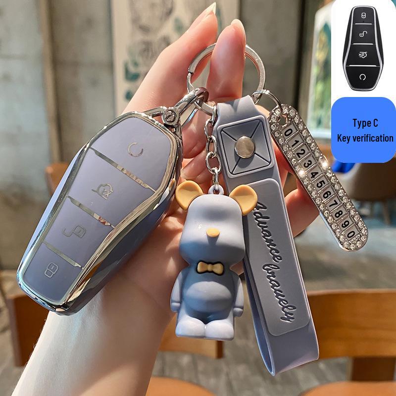 BYD Dolphin Key Case for Han Song, Tang DM-i, Qin Pro/Plus, Yuan, and E2 - Car Shell Buckle Bag.