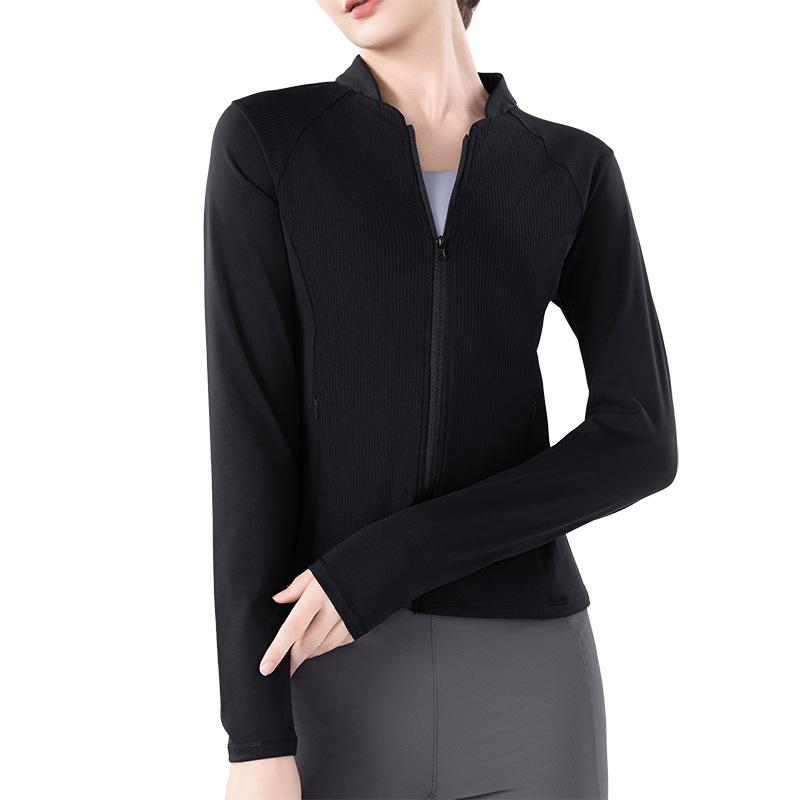 

Women s Quick-Drying Long-Sleeved Fitness Jacket for Autumn Yoga M (50.0-56.1 kg) чёрный