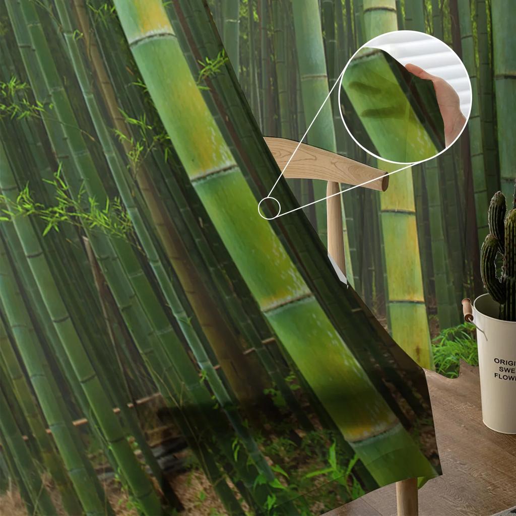 Bamboo Forest Green Sheer Curtains Living Room Window Tulle Curtains For Bedroom Kitchen Home Decoration Voile Drapes