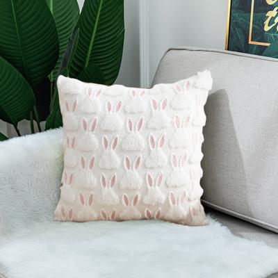Plüsch-Kissenbezug mit Kaninchenmotiv, 45,7 x 45,7 cm, Dekokissenbezug, Bauernhaus-Dekor, Kissenbezug mit unsichtbarem Reißverschluss für Sofa, Bett, Auto, Frühlingsdekoration