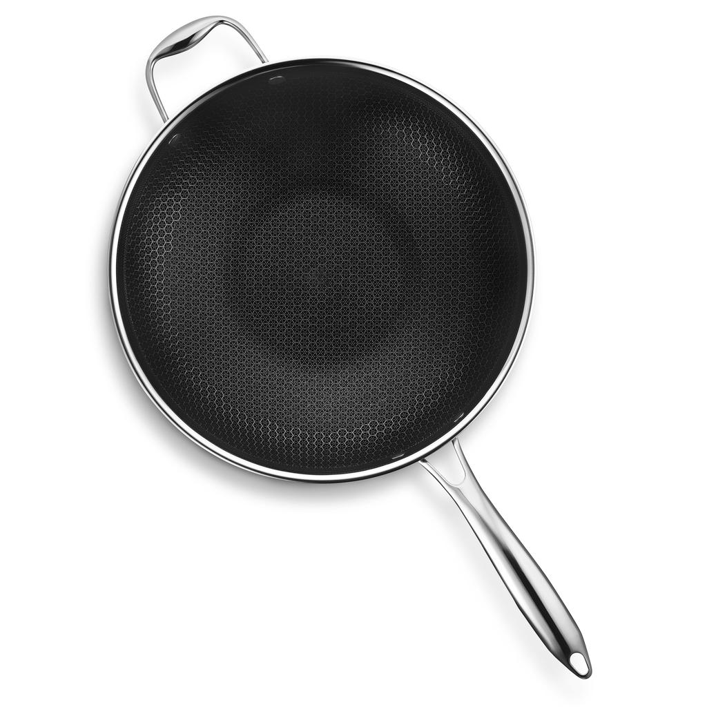 HexClad Hybrid Nonstick Wok (30cm) [Nonstick Coating] Induction/Oven/Dishwasher Safe (Manufacturer Direct Warranty) [HexClad]