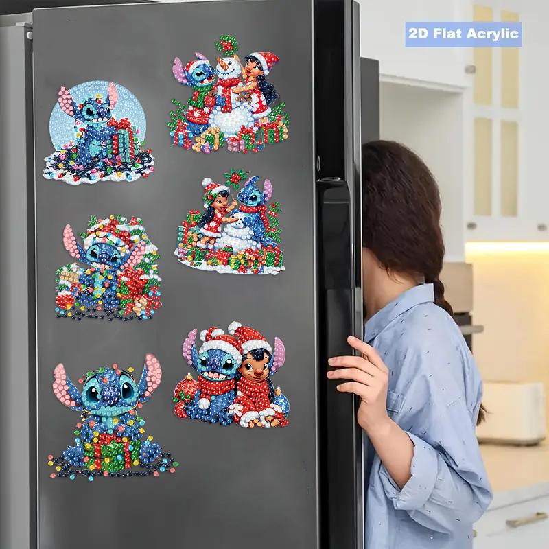 6Pcs Gift Series Diamond Art Fridge Magnet Diamond Painting Refrigerator Magnet Diamond Painting Fridge Magnet for Adults Beginners
