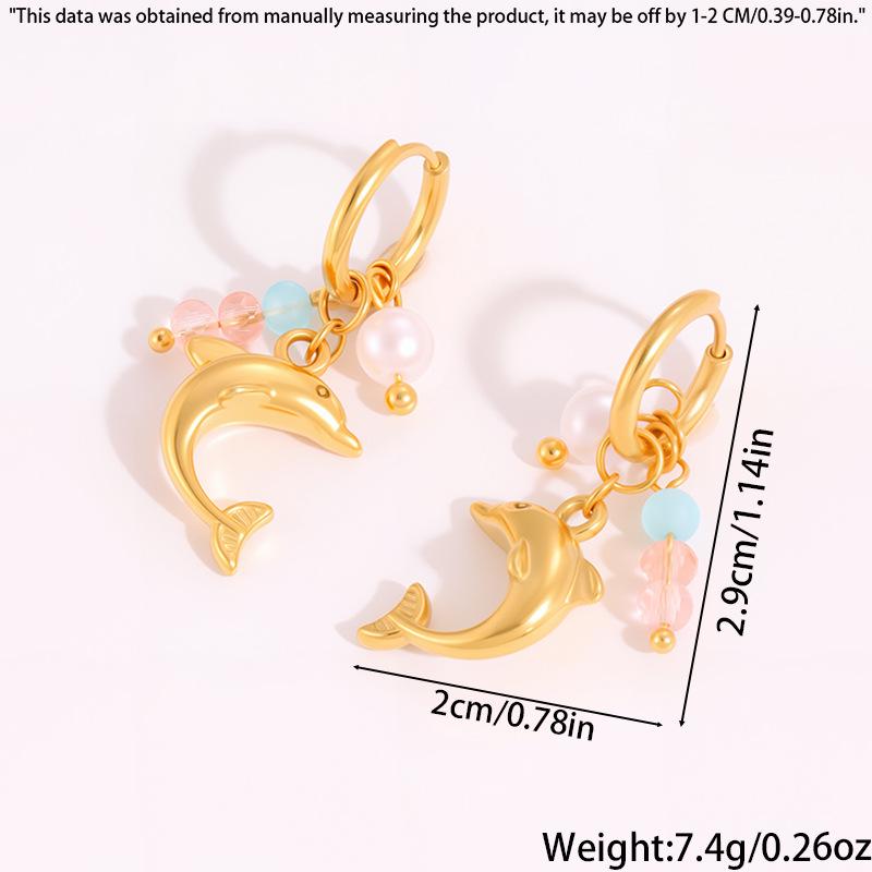 Европейская и Американская Океанская Серия Серьги-дельфины из титана - Женский Роскошный Дизайн из Нержавеющей Стали