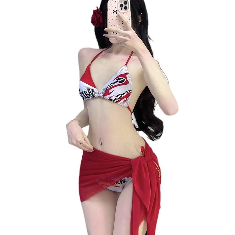 Printed Sexy Hot Girl Bikini: Two-Piece Swimsuit for Women, Small Chest Swimwear, Hot Spring Special Sale