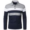 Moda Uomo Taglie Forti Primavera e Autunno Top a Righe Color-Block Camicia a Maniche Lunghe con Bottoni e Collo a Revers