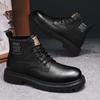 Stylish Leather Men's Ankle Boots Comfortable High Top Shoes for Man Winter Autumn Motorcycle Boots Retro Sneakers Outdoor Botas