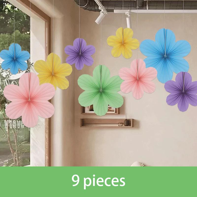 9 szt./zestaw Papierowe Kwiaty Dekoracje na Ścianę Papierowe Wentylatory Dekoracja Klasy Papierowa Florystyczna Tło Dekoracja Papierowe Wentylatory Dekoracja