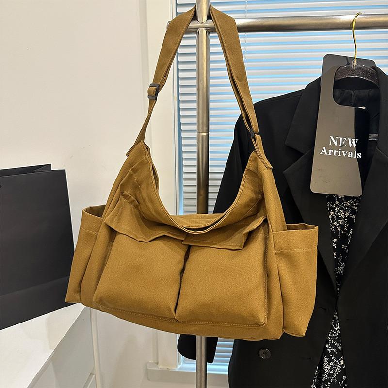Stilvolle Retro-Tragetasche mit großem Fassungsvermögen für Damen und Herren, lässig für Reisen, in Schwarz, Grün, Creme, Braun