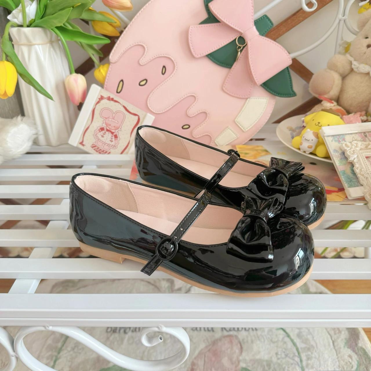 

Женские туфли Лолита Женские туфли на плоской подошве с перекрещивающимися ремешками и бантом Милые туфли для девочек Принцесса для чаепития Студенческая милая обувь 40 чёрный