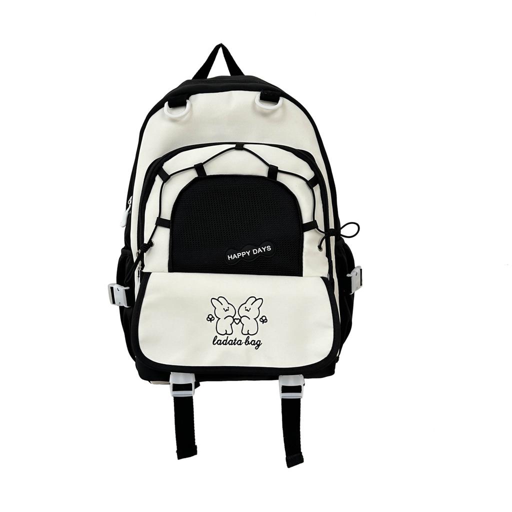 Schoolbag Korean version niche contrasting color cute backpack female new student large capacity casual backpack light travel double backpack
