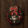 Christmas Wreath for Front Door Artificial Green Pine Needles Teardrop Swag Christmas Garland Decoration with Balls Bows Holiday Decor
