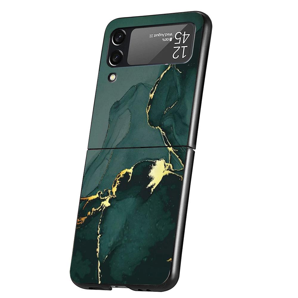 Fashion Geometric Marble Cover Phone Case For Samsung Galaxy Z Flip 7 6 5 4 3 5G Flip7 Flip6 Flip5 Flip4 Flip3 Black Fundas Shel