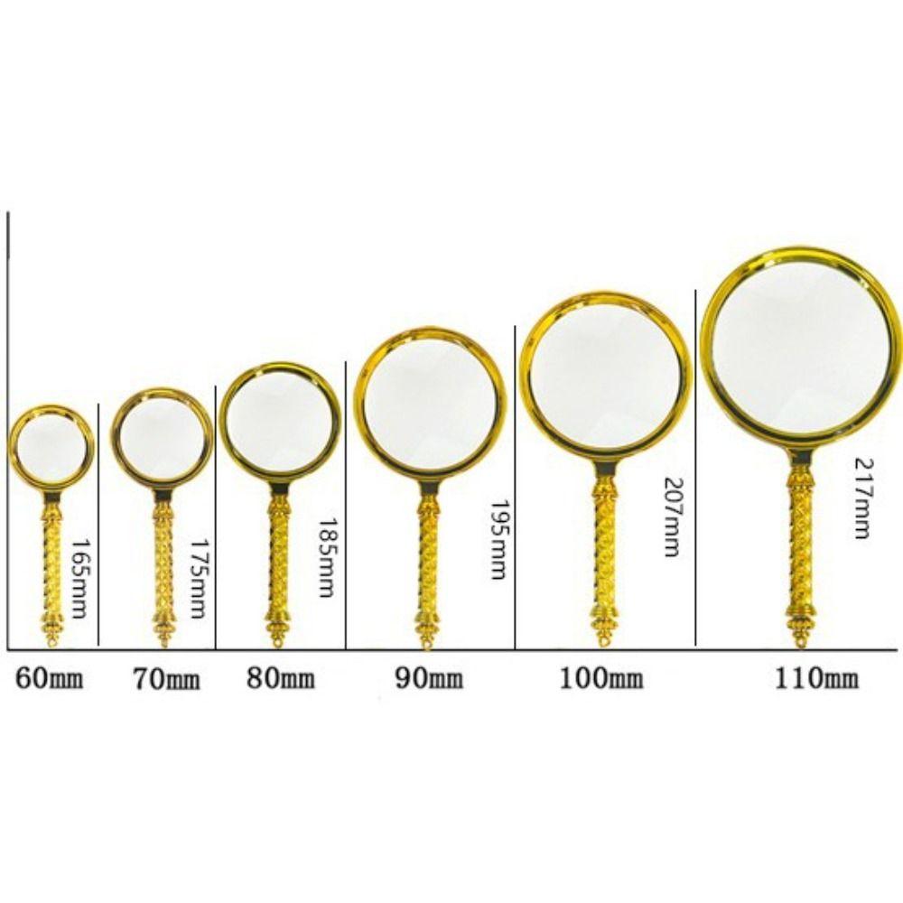 Gold Magnifying Glass Glass Lens Pocket Tool Retro Delicate Pattern Handle  Newspaper Reading