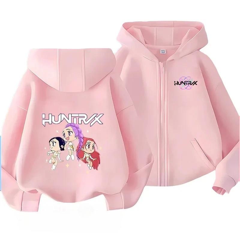 KPop Demon Hunters Zipper Hoodie Cartoon Girls Boys Coat Fashion Clothes Autumn Hoodie Kids Anime Sweatshirt