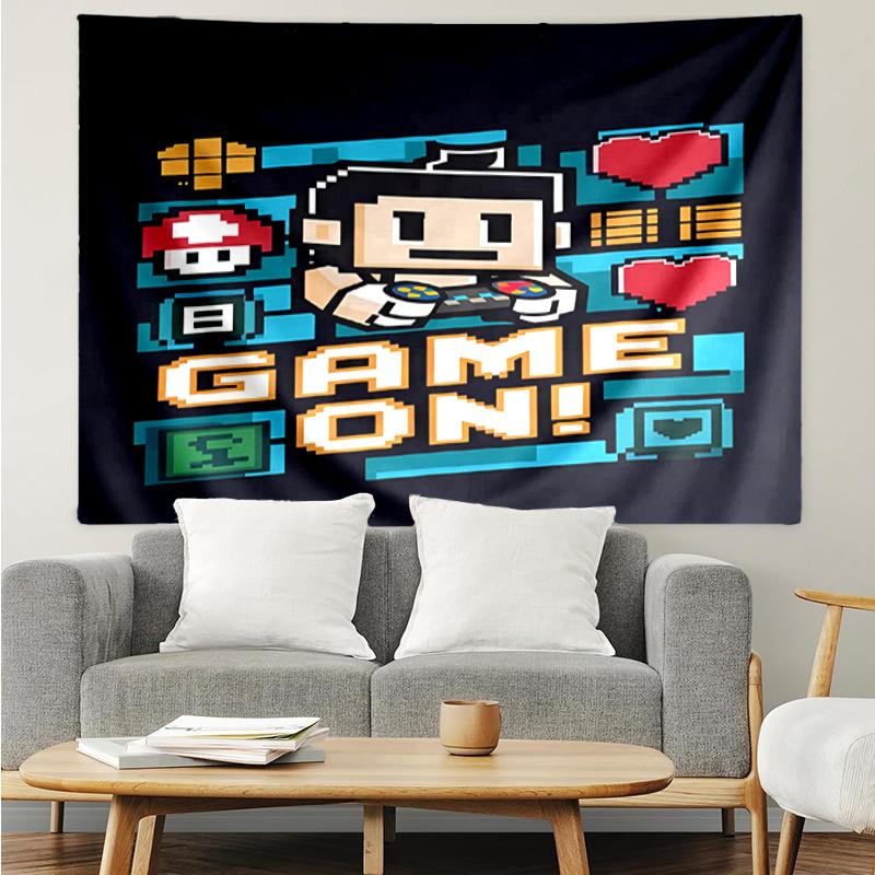 Game-Controller Print Tapestry, Backdrop, Easy Setup, Ideal for Bedroom, Office & Living Room, with Aesthetic Wall Hanging Decor.