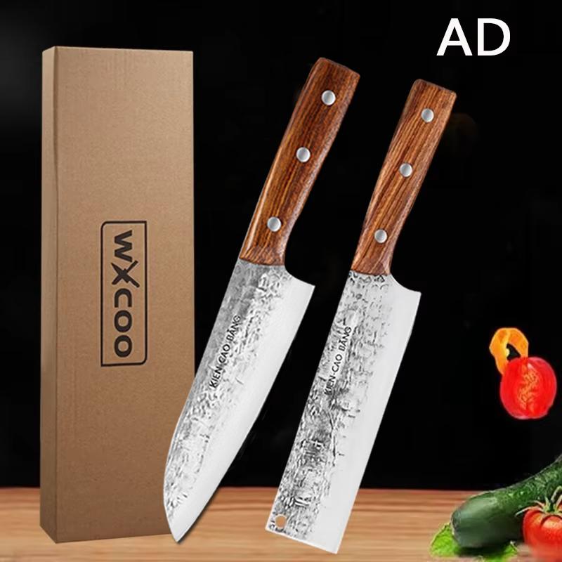 Professional Kitchen Knives Set Japanese Santouku Knife Fish Slicing Utility Knife Meat Cleaver Chef Knife Wooden Handle
