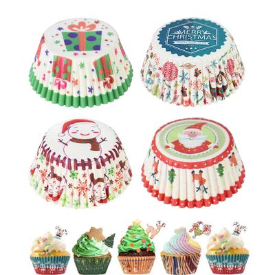 100Pcs Christmas Cupcake Paper Cups Muffin Cupcake Liners Merry Cake Mold Baking Home Decorations
