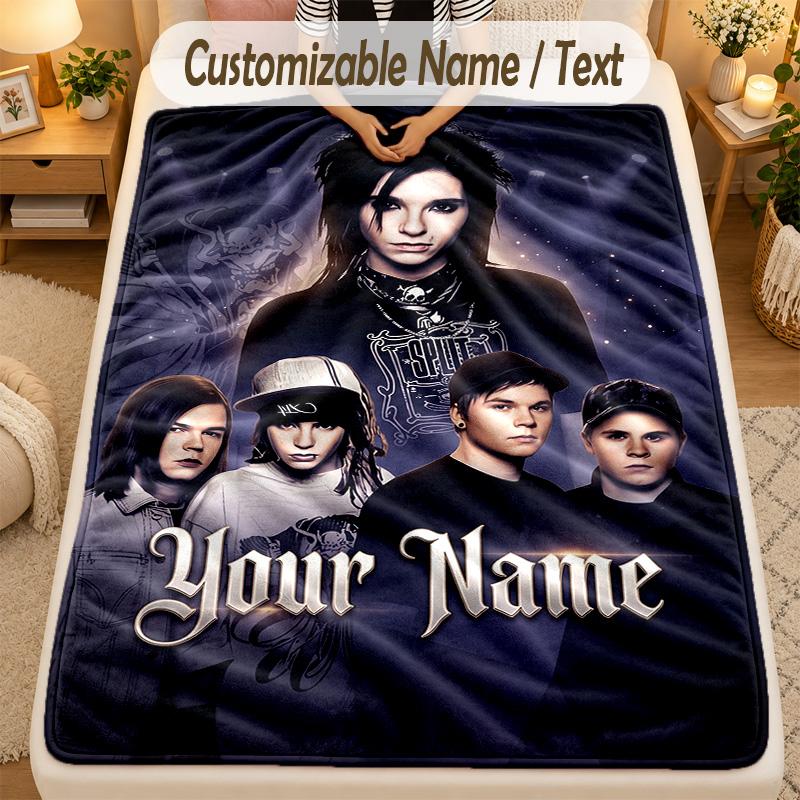 Flannel BlanketTokio Hotel Custom Name Text Personalized Soft Warm Throw Blanket Home Decor Gift