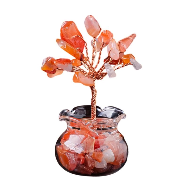 Natural Crystal Money Tree Ornament for Home Office Decoration Enhancing Energy and Fortune with Color Crystal Stone