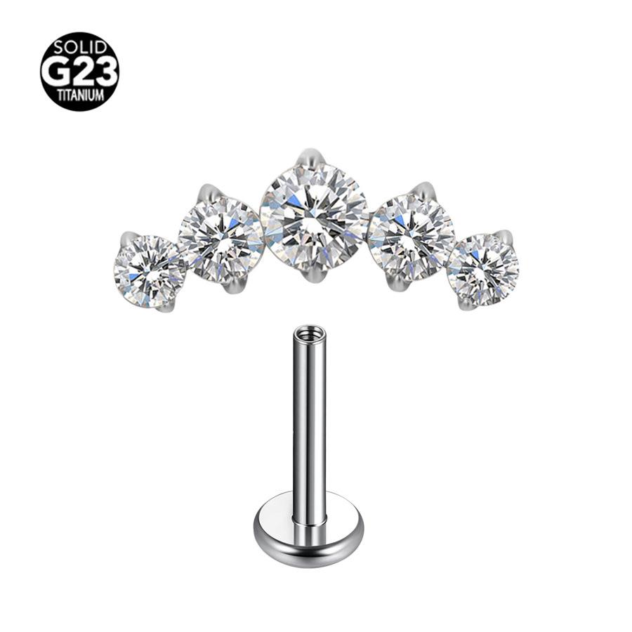F-136 Titanium Alloy 1.0-1.2 Gauge Internally Threaded Cartilage Lip Ring Stud