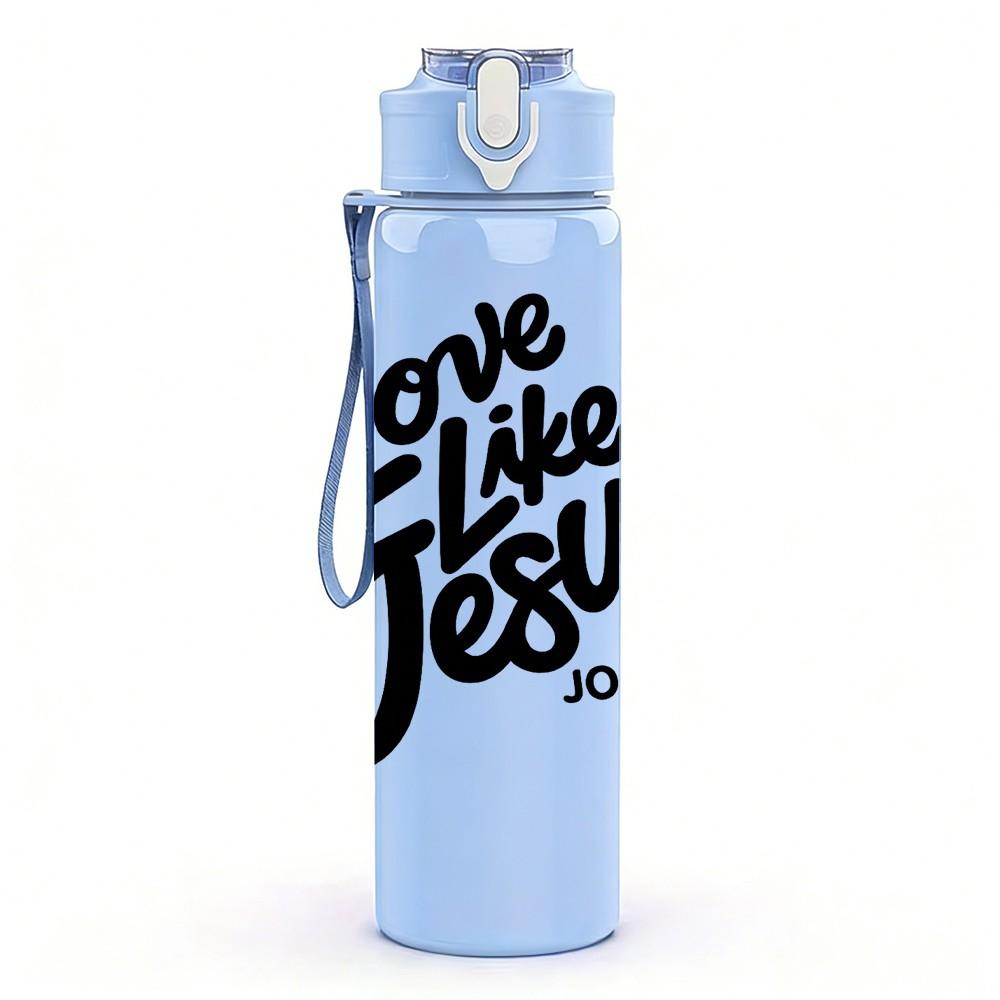 1PC Love Like Jesus Faith Lettering 750ml Color Plastic Sports Water Bottle Leakproof Flip Straw Lid Suitable for Sports Office Home Use