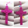 Fashion Rosary Beads Cross Pendant Necklace Women Link Chain Plastic Material Necklace Girl Religious Jewelry Party Gift