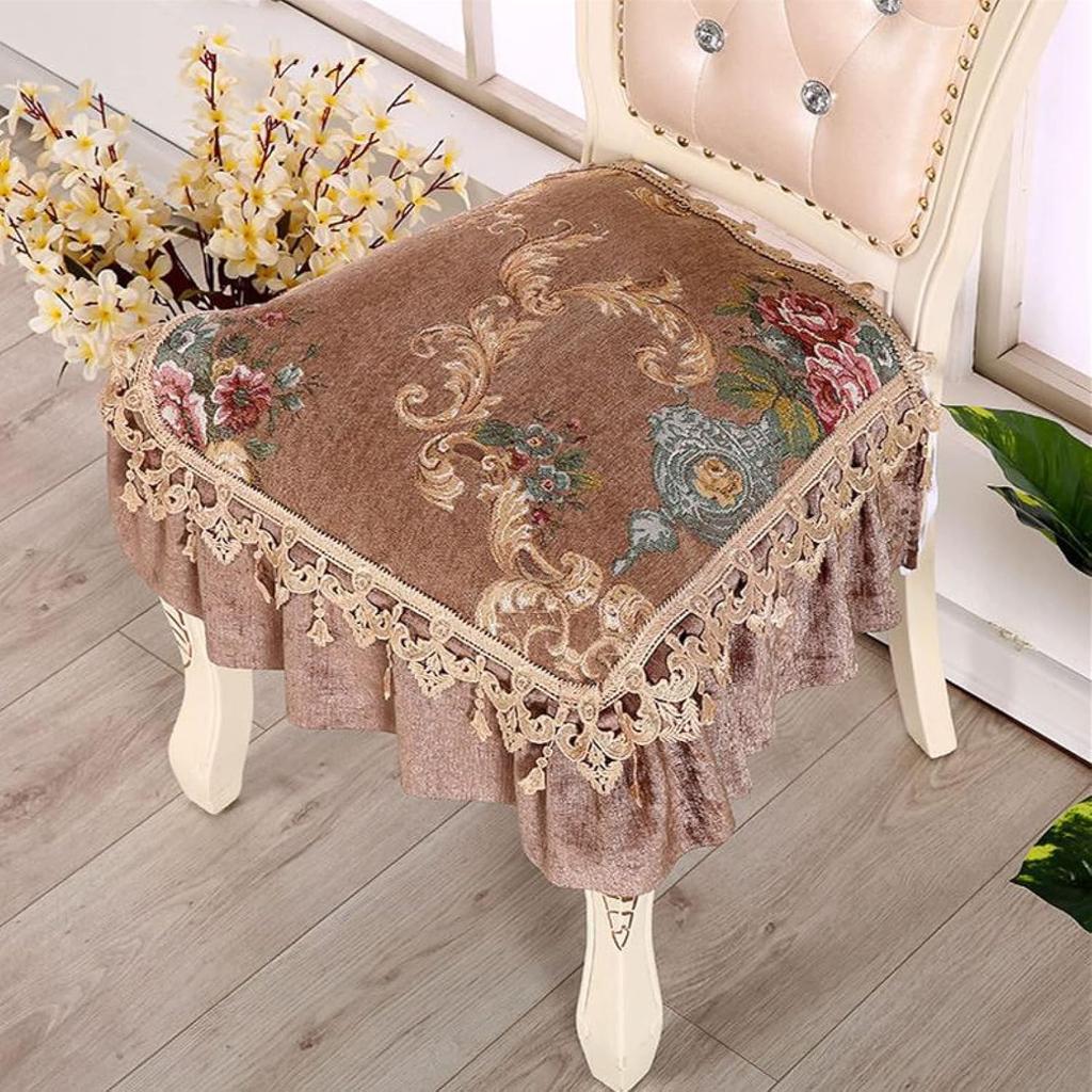 Seat Cushion European Style Dining Chair Luxury Anti-Slip Fabric Cushions Mat Household Buttocks Pad with Bandage
