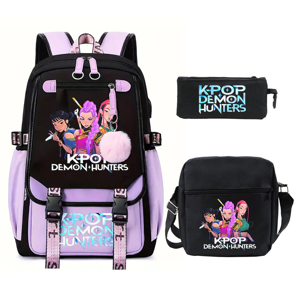 Hot Sale Witch Hunter KPop Peripheral Printing Student School Bag Shoulder Bag Casual Pencil Bag Three-piece Set