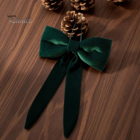 Christmas Garland Hanging Ornaments Velvet Bow Decoration, Soft Plush Xmas Tree Nordic Style Holiday Ornament for DIY Wall, Mirror, Wreath,