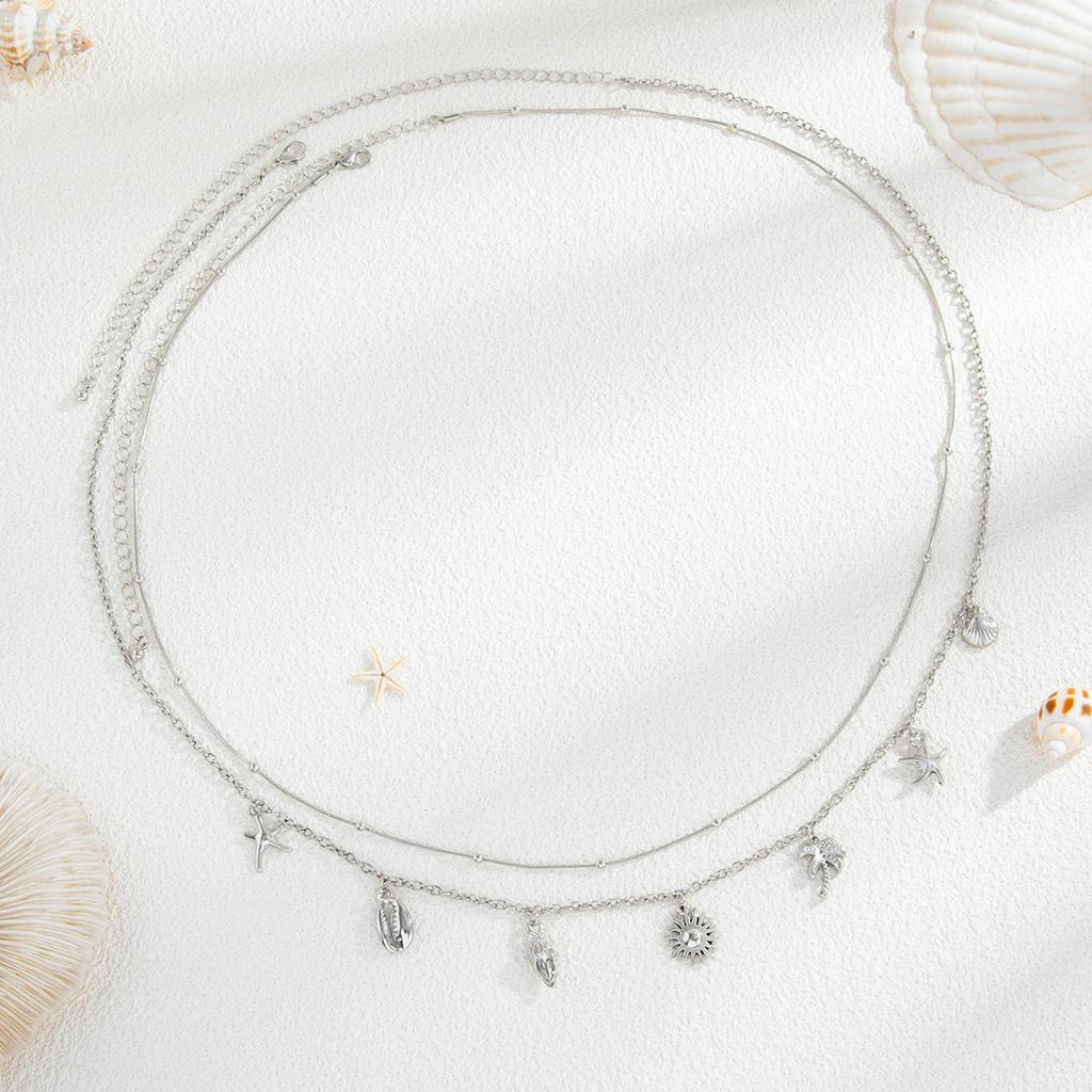 Mehrlagige Seestern Muschel Taillenkette Trendige Imitationsperle Sexy Bikini Goldfarbene Bauchkette für Frauen Mädchen Körperschmuck Geschenke