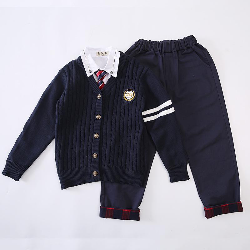 2025 Spring & Fall Elementary School Knitted Cardigan Uniform Set for Boys & Girls