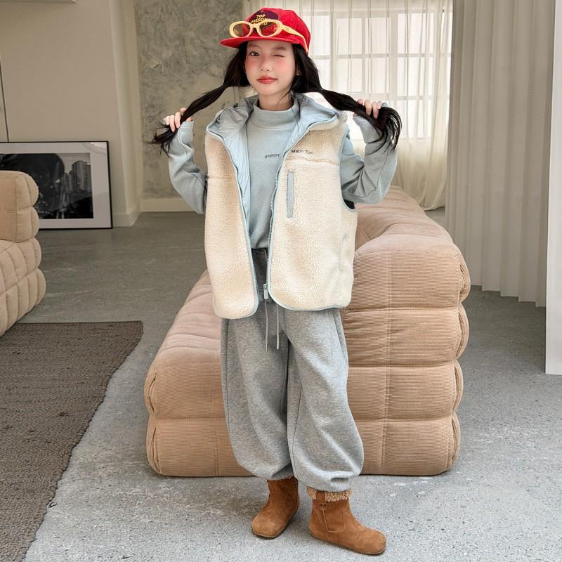 Kids Girls Fleece Vest Warm Winter Zip Up Jacket Trendy Outerwear