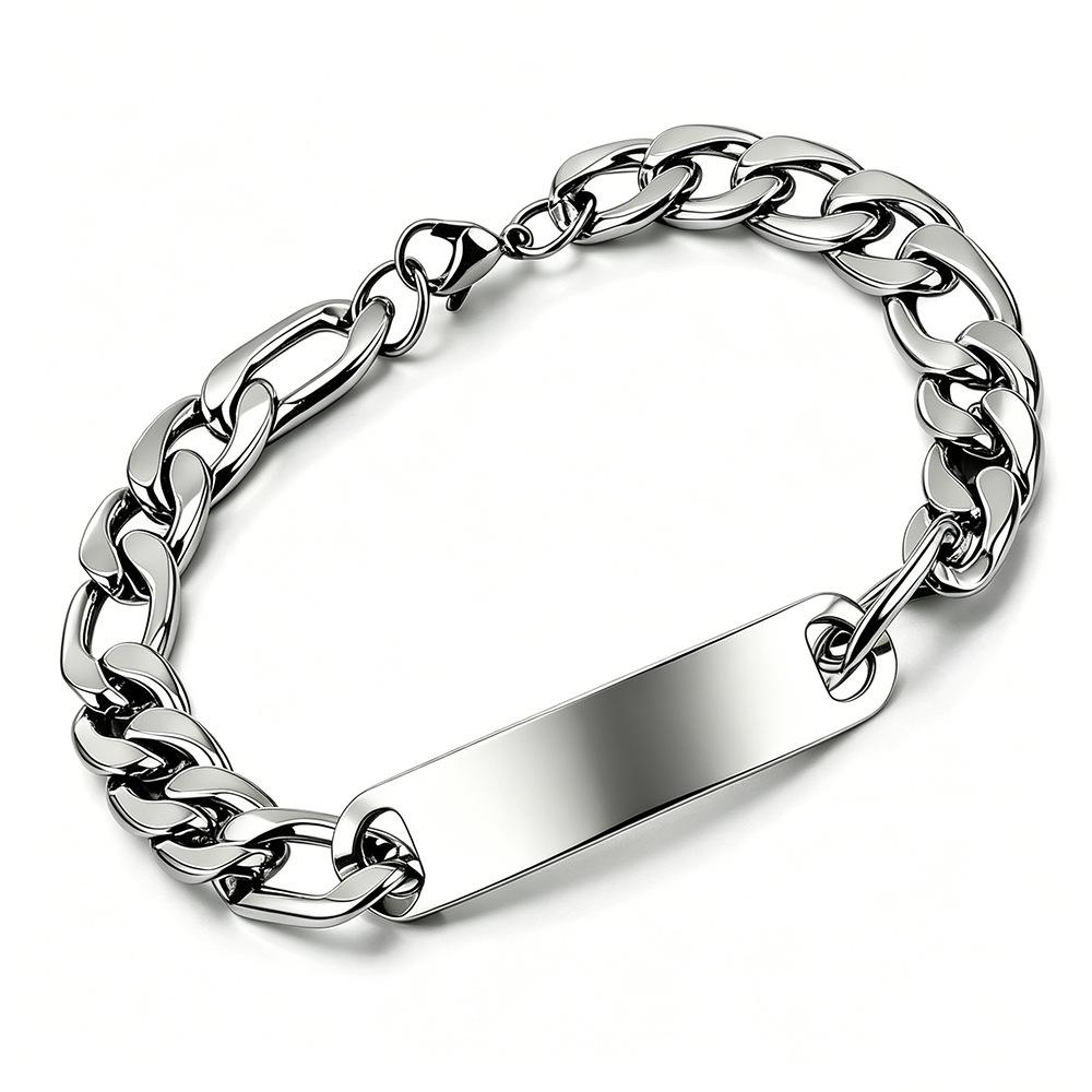 Men's Titanium Steel Cuban Bracelet: Smooth Surface, Curved Plate, European and American Style, Thick Chain, Colorfast, Available in Multiple Styles.