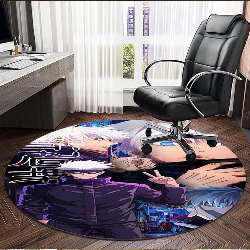 Jujutsu Kaisen Print Round Rug, Washable Floor Carpet, For Entryway Dorm Laundry Room Office Study, Home Decor Birthday Christmas Gift