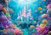 Unterwasserburg Meerjungfrau Geburtstag Hintergrund – Kinderparty & Babyparty Dekoration, Fotografie Banner-Wandteppich