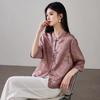SOFSIL Women's Silk Jacquard Stand Collar Shirt