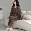 Coral Fleece Pajamas Women'S Autumn And Winter Long-Sleeved Flannel Fleece Thickened Warm Loungewear Set
