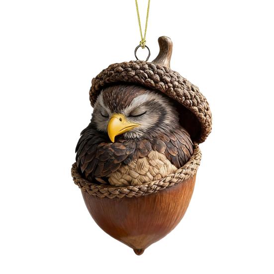 Forest Animal Acorn Hanging Ornaments Acrylic Christmas Tree Decor with Squirrel Rabbit Pony Designs 2D Flat Pendants for Holiday Gifting