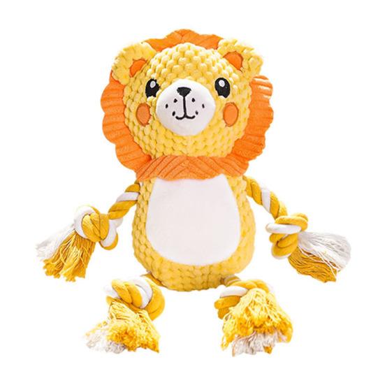 Plush Dog Toy for Aggressive Chewers Interactive Squeaky Chew Toy Soft Stuffed Animal with Cotton Rope Legs for Teething Puppies Small Medium Large