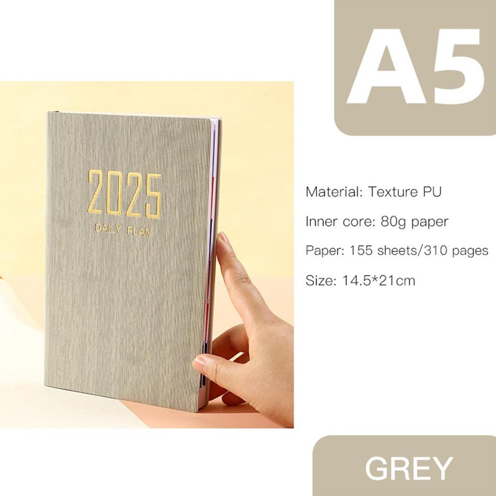 (Logo Engraving Possible) 2025 Soft Leather Business Schedule, Student 365-day Daily Planner, Record Book, Memo, English Inner Pages